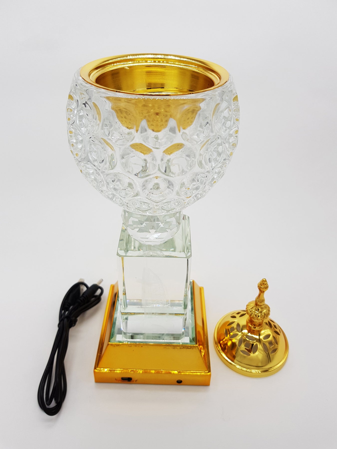 Crystal Bakhoor Burner with Rechargeble LED Lights, 50g Fragrance Paste & 10 Coal Coins