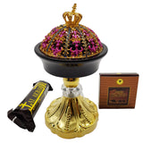 Non Electrical Bakhoor Burner, 50g Fragrance Paste & 10 Coal Coins - Pink