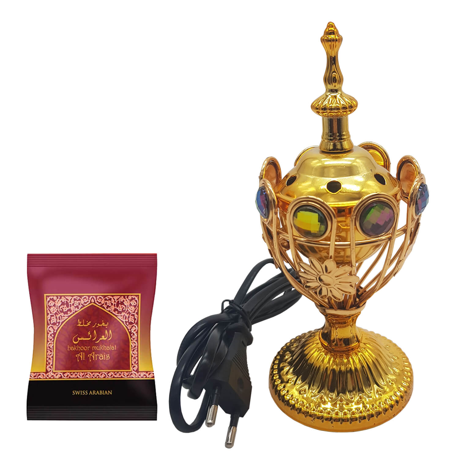 Electrical Bakhoor Burner & 40g Fragrance Paste - Golden