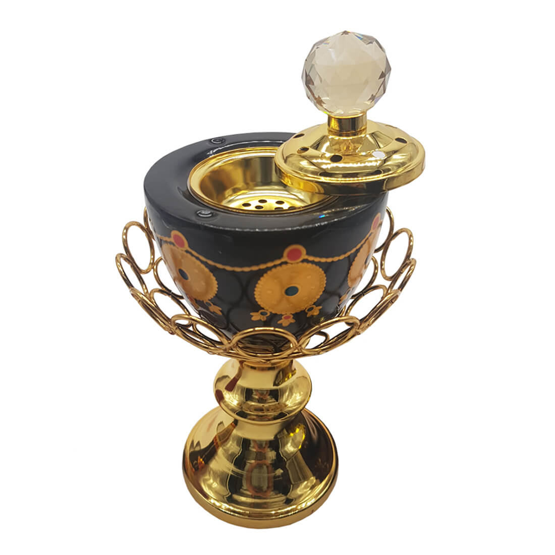 Non Electrical Bakhoor Burner with 10 Coal Coins & 40g Fragrance Paste - Black