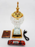 Crystal Bakhoor Burner with Rechargeble LED Lights & 50g Fragrance Paste & 10 Coal Coins