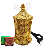 Electrical Bakhoor Burner & 2 Fragrance Paste - Golden